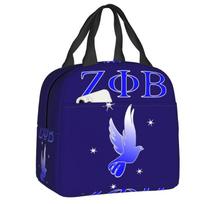 Custom Zeta Phi Beta Hand Resuable Lunch Box for Women Waterproof Cooler Thermal Food Insulated Lunch Bag Kids School Children 22x20x13cm