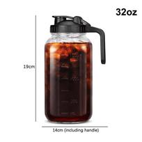 Glass Pitchers With Lid, 32/64 Oz Sun Tea Pitcher, Half Gallon Mason Jar Pitcher With Wide Mouth Airtight Lid