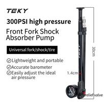 TEKY Bicycle Pump, Black Titanium, Suitable for Front Fork, Rear Fork, and Tire, 300 PSI/20 Bar, Air Pump juoda