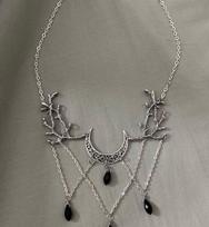 Handmade Wiccan Water Drop Crystal Necklace with Retro Branch Design