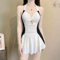 Swimsuit women's onesie style conservative belly covering and thin sexy Korean ins wind bath hot spring seaside swimsuit s [ 35-42.5kg ]