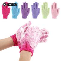 1pair Foam Rubbing Mud Peeling Exfoliating Five-Finger Bath Gloves Shower Scrub Cleaning Body Massage Glove Bath Accessories Blue