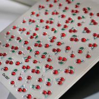 1 Sheet Chic Self Adhesive Manicure Decal Lovely Red Fruit Strawberry Bowknot 5D Nail Art Stickers DIY Accessories