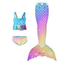 Children's Three-Piece Mermaid Bikini Swimsuit Set - Includes Princess Dress Performance Costume for Kids 140 šortų spalva