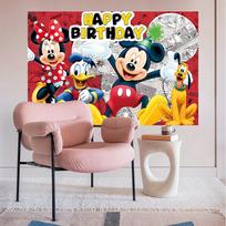 Mickey & Friends Comic Style Happy Birthday Backdrop Kids Birthday Party Photography Background Banner Decoration 210X150CM