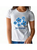 Nature Themed Wounisex Short Sleeve T Shirt Haru Harmonious Nature Design With Blue Flower Graphic For A  Summer Look S įvairiaspalvis
