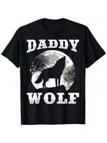 Daddy Wolf Design Wolves Dad Moon T-Shirt S