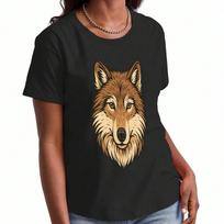 Wolf Mountain Sunset Wounisex's Cotton T Shirt, Premium Cotton Graphic Print, Durable, Casual Fashion, Featuring A Serene Wilderness Scene With A Wolf S