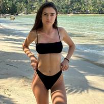 2024 Trendy Sheer Tie-Up Tan Line-Free Women's Bikini Swimsuit Medium juoda