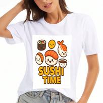 Sushi Chef Wounisex's Cotton T Shirt, Premium Cotton Print, Durable, Relaxed And Fashionable, Cute Sushi Time Graphic Tee, Soft And Breathable Fabric, S įvairiaspalvis