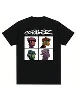 Music Band Gorillazs Punk Rock Print T Shirt 90s Casual Fashion Short Sleeve Plus Size T Shirt Womes S įvairiaspalvis