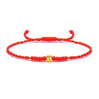 24K Gold Valentine's Red String Bracelet - Woven and Colorful Companion Gift Bracelet (Customizable Length)
