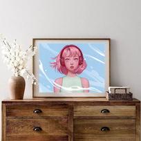 DIY Diamond Painting Short Hair Girl Cross Stitch Kit Mosaic Art Diamond Painting Full Circle/Square Diamond Home Decoration Round 20x30cm