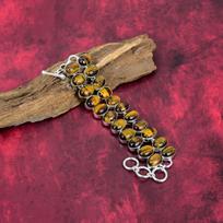 Tigro akis 925 prabos sidabrinė apyrankė, reguliuojama, rankų darbo papuošalas su brangakmeniais, dovana mamai, antikvarinis papuošalas Adjustable With 8 Inches