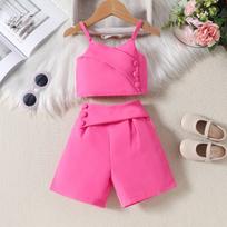 2-6T Summer Baby Suit New Girls Suit Foreign-style Candy-coloured Halter Top + Shorts 2pcs 90cm
