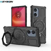 KEYSION Shockproof Magnetic Case for Motorola Edge 50 Fusion 5G Upright Live Ring Stand Phone Cover for MOTO Edge 50 Fusion 5G for Edge 50 Fusion juoda