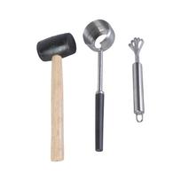 Coconut Opening Cutter with Rubber Hammer Stainless Steel Coconut Opener Tools Coconut Meat Planer Easy to Use