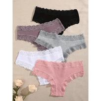 5Pcs/set Women Cotton Panties Floral Lace Intimate Underwear Trendy Patchwork Lace Briefs Female Soft Underpants Lingerie S-XL S&5pcs