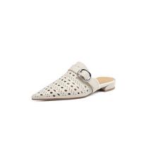 Fashion Women's Mueller Slippers Pointed Toe Slingback Stiletto Heels Sandals 2025 Summer New Low-heel Shoes for Woman Slides Women 34 smėlis
