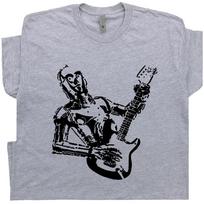 Cool Guitar T Shirt Robot Playing Electric Acoustic Guitar For Men Women Graphic S