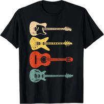 Cool Guitar Players Art Men Women Vintage Acoustic Guitarist T-Shirt S juoda