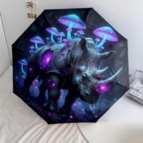 Fungus animals Pattern Pattern New Style Umbrella, 1 Piece Automatic Folding Umbrella, Portable Travel Umbrella, Outdoor Umbrella, Birthday Gift