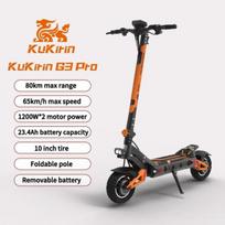 KuKirin G3 Pro adult off-road electric scooter, 1200W dual motor 52V 23.2Ah , 80km range, 65km/h top speed, 52V/18Ah 1200W