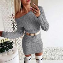 Women's Mid- and Winter Women's Long Twisted Sweater Dresses M