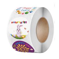 100-500pcs 1inch Happy Easter Stickers Cartoon Rabbit Paper Sticker Seal Label Party Bunny Gift Packaging Label Decoration