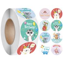100-500pcs Cute Happy Birthday Stickers Children's Birthday Party Gift Sealing Decorations Greeting Card Labels