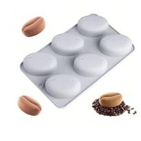6Pcs Coffee Bean Shape Baking Mold, Chocolate Mousse Cake Decor Tool, French Dessert Pastry Making Kitchen Accessories
