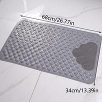 Non-Slip PVC Bath Mat - Rectangular Massage Nubs Shower And Bathroom Safety Rug - 0.8cm 34*68cm Thick, Dot Pattern pilka spalva