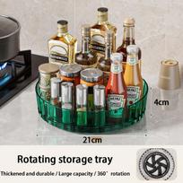 360° Rotating Kitchen Organizer Turntable Clear Acrylic Spice Rack & Condiment Storage Tray for Countertops