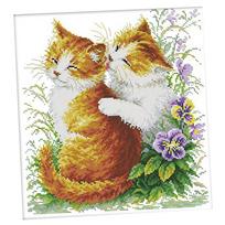 Pre-printed Cross Stitch Embroidery Kit Animal Theme DIY Craft Set for Wedding Christmas Beginners 14CT 33x34cm