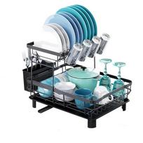 Organizer Rust-Proof Dish Drying Rack Extendable Black Iron Dish Drainer Drainboard Large Capacity Drainboard Set Over The Sink