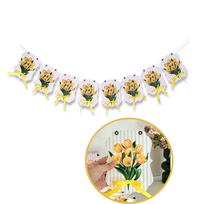 8Pcs Yellow Tulip Paper Bunting Garland, Elegant Flower Banner with Bowknot, Aesthetic Wall Decor for Spring Picnic, Coffee Shop