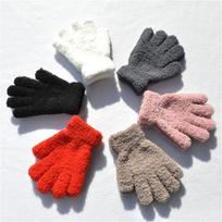 Winter Soft Warm Cartoon Lovely Candy Color Full Fingers Coral Plush Mittens Kids Gloves 0-11 Years Old khaki
