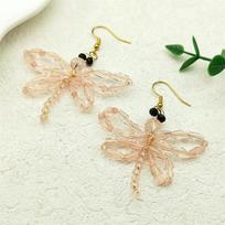 Lovely Dragonfly Dangle Earrings For Women Girl Stainless Steel Pink Hand Woven Beads Inset Cute Sea Party Earring Jewelry Gifts