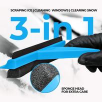 3-In-1 Ice Scraper Squeegee Sponge Car Camper Caravan Window Windscreen Winter Frost Snow Removal Tools Car Wash Accessories