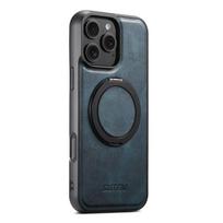 For iPhone 16 15 14 13 12 Pro Max Leather Case, [Compatible with Magnetic] Built in Kickstand Shockproof Protective Phone Cover For iPhone 13 mėlyna