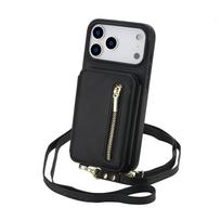 Zipper Wallet Case for iPhone 17/16e/16 Pro Max iPhone Air Women Crossbody Purse Credit Card Holder Lanyard Flip Kickstand Cover For iPhone 16