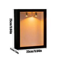 DIY Mini Museum Silhouette Box, 3D Photo Frame Display Box, comes with 8 gold mini photo frames and figure statues, mini figure