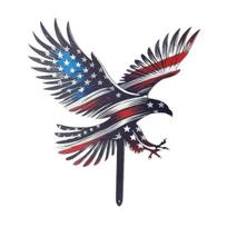 4th of July Garden Stake Stars And Stripes Eagle Yard Art Stake Patriotic Outdoor Decoration with Ground Stake for Flower Bed Lawn A