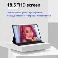 18.5in 1080P Portable Monitor   Screen 1920*1080 Resolution 170Wide Viewing Angle 100Hz   Rate PU Lther Magnetic Cover with Type C HD /3.5MM P