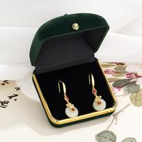 Tichia Auspicious Clouds Hetian Jade Peace Buckle Earrings, S925 Sterling Silver, New Chinese Style, Elegant & High-End Women's Ear Ornaments. 925 Sterling Silver