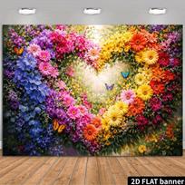 2D Heart Shaped Flower Wall Backdrop Photography Background 47.2x31.5inch/120*80cm