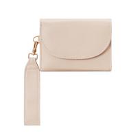 Korean Style Wide Strap Wallet Ultra Thin Coin Pouch Fashion Design PU Leather Card Holder  Men smėlis