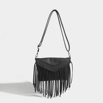 Tassels Crossbody Bags Vintage Summer Bohemian Beach Zip Handbag Casual Pu Leather Elegant Adjustable Strap for Weekend Vacati 23x3x18cm juoda