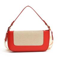 Artistic Simple Ctrast Color Stitching PU Leather Women's Shoulder Bags Wide Strap Female Handbag Casual Ladies Messenger Bag raudona