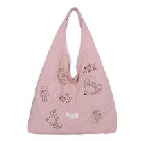 Carto Embroidery Shoulder Underarm Bags for Women Large Capacity Ladies Tote Vest Bag Lightweight Versatile Female Handbags rožinė